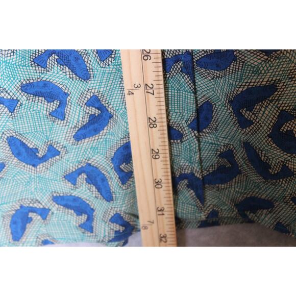 Columbia Mens  Large Fish Print Button Down Shirt Turquoise and Blue 100% Cotton - Picture 4 of 8